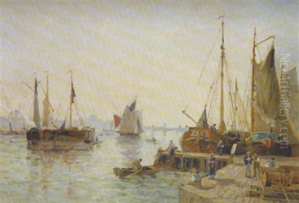 Etude Pour Un Port Du Nord Oil Painting by Edmond Marie Petitjean