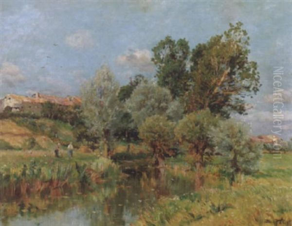 Sommerlandschaft Oil Painting by Edmond Marie Petitjean