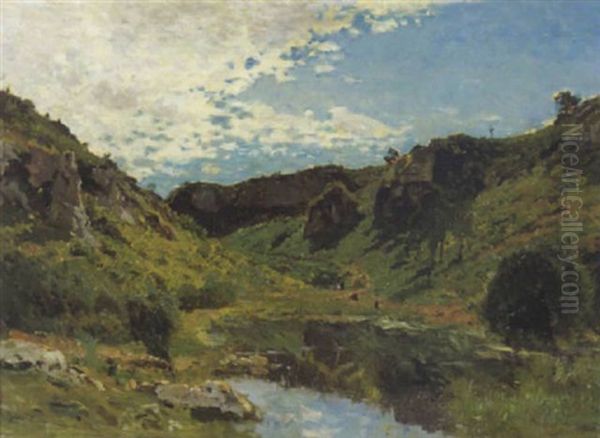 La Vallee Oil Painting by Edmond Marie Petitjean