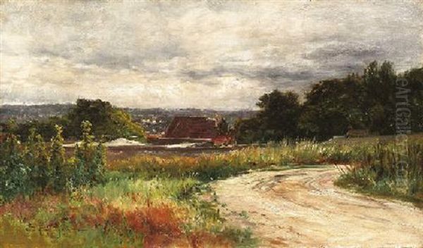 Gewittersturm Uber Einem Franzosischen Dorf Oil Painting by Edmond Marie Petitjean