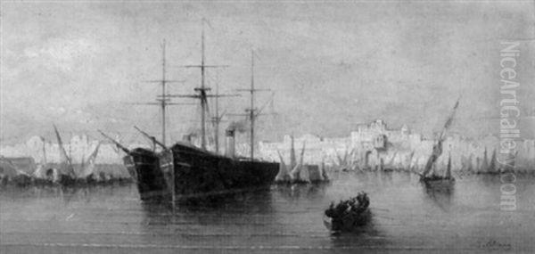 Der Hafen Von Alexandria Oil Painting by Edmond Marie Petitjean