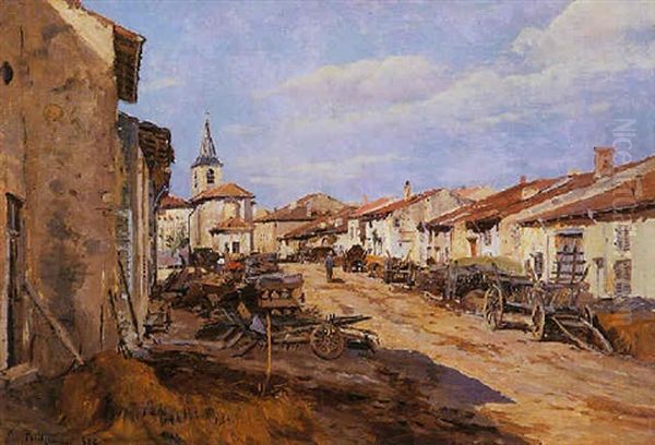 Village Of Lorraine Oil Painting by Edmond Marie Petitjean