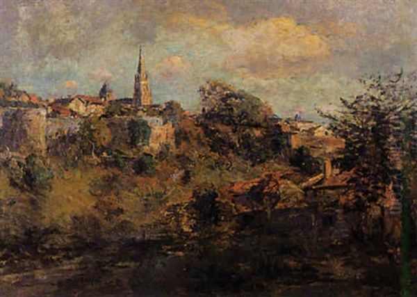 Les Remparts De Parthenay Oil Painting by Edmond Marie Petitjean