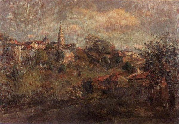 Les Vieux Remparts, Parthenay Oil Painting by Edmond Marie Petitjean