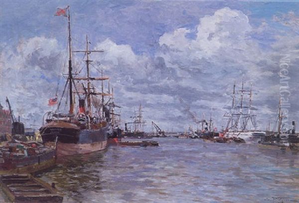 The Harbor Oil Painting by Edmond Marie Petitjean