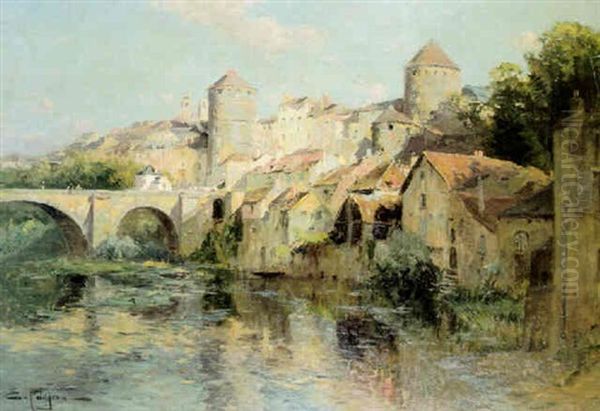 Ville Au Bord De L'eau Oil Painting by Edmond Marie Petitjean