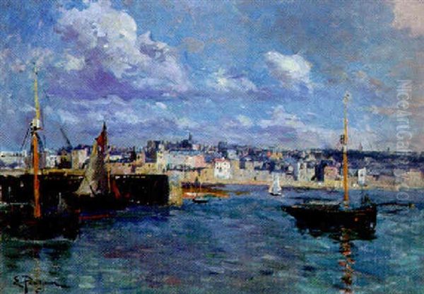 The Harbor Oil Painting by Edmond Marie Petitjean