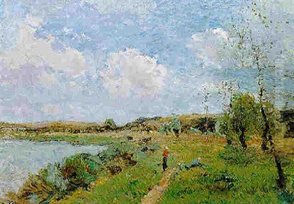 Personnage Dans La Campagne Oil Painting by Edmond Marie Petitjean