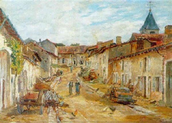 Le Village Oil Painting by Edmond Marie Petitjean