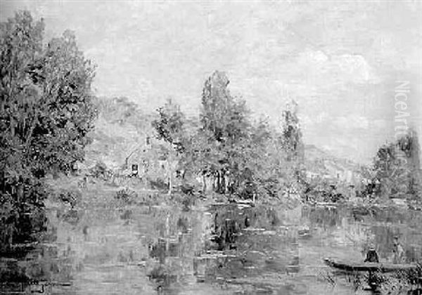 Afternoon By The Lake Oil Painting by Edmond Marie Petitjean