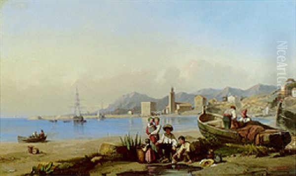 The Gulf Of Palermo Oil Painting by Edmond Marie Petitjean