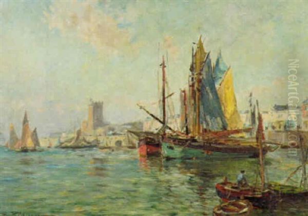 Les Sables D'olonne Oil Painting by Edmond Marie Petitjean