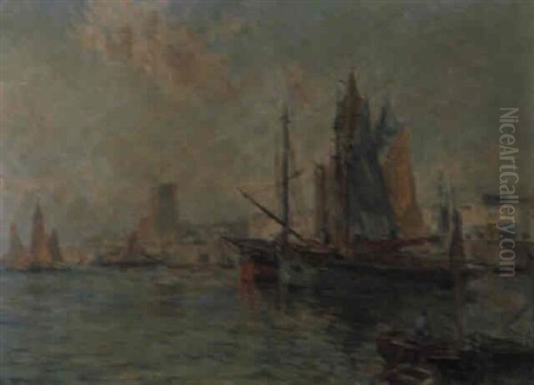 Les Sables D'olonne Oil Painting by Edmond Marie Petitjean