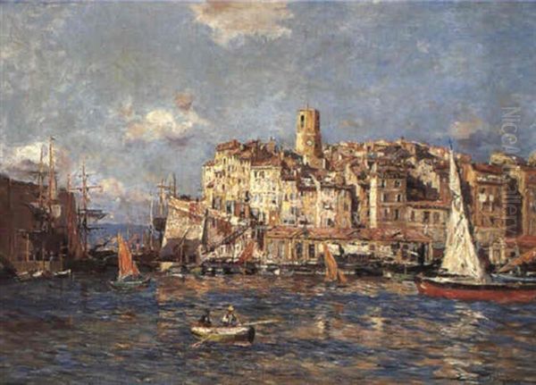 Vieux Port De Marseille Oil Painting by Edmond Marie Petitjean