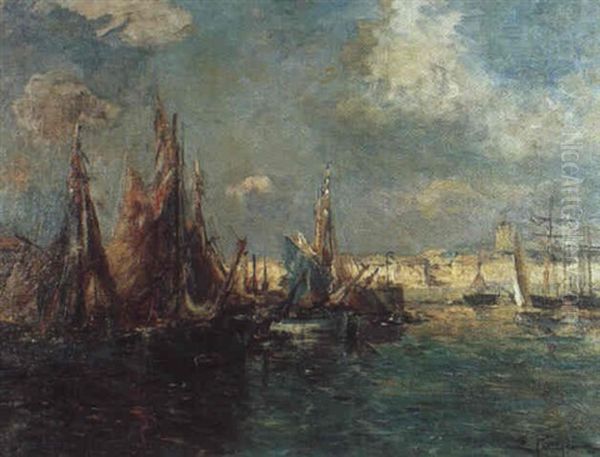 Port En Bretagne Oil Painting by Edmond Marie Petitjean