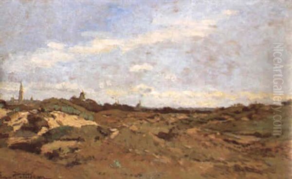 Paysage Aux Moulins Oil Painting by Edmond Marie Petitjean