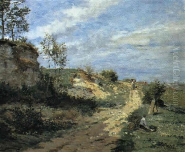 Promenade En Campagne Oil Painting by Edmond Marie Petitjean