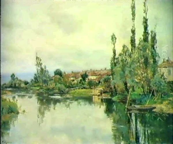 Flusslandschaft Mit Dorf by Edmond Marie Petitjean