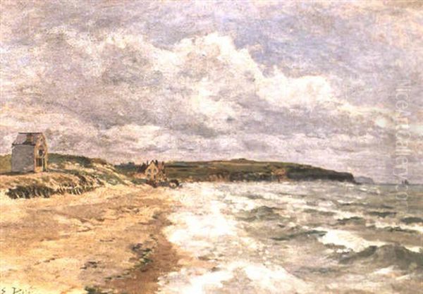 Kustenlandschaft Am Atlantik Unter Bewolktem Himmel by Edmond Marie Petitjean