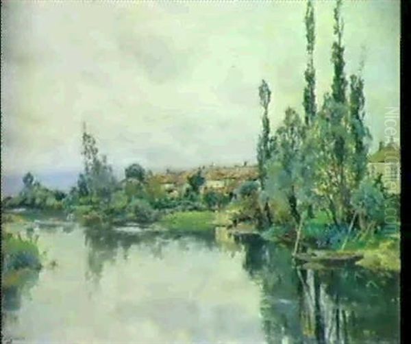 Flusslandschaft Mit Dorf Oil Painting by Edmond Marie Petitjean