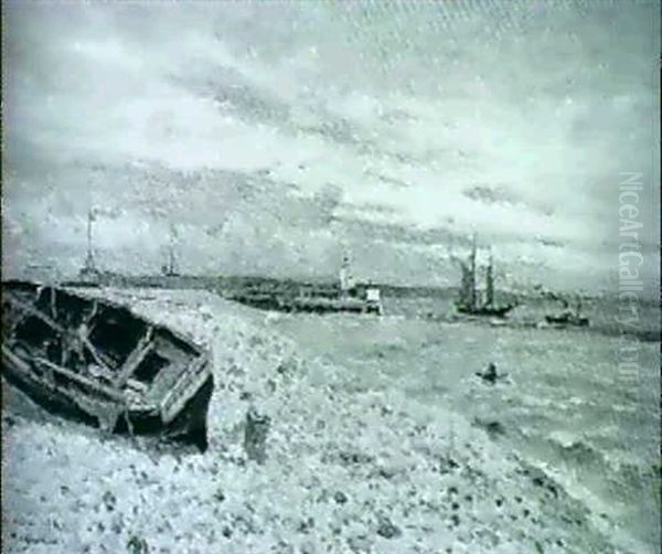 Le Havre, L'estuaire, 1888 Oil Painting by Edmond Marie Petitjean