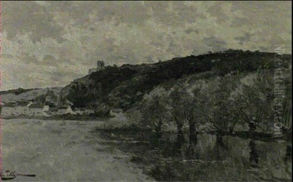 Lavandiere Sur La Seine A Chateau Gaillard by Edmond Marie Petitjean