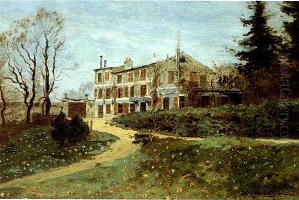 Maison De Campagne Oil Painting by Edmond Marie Petitjean