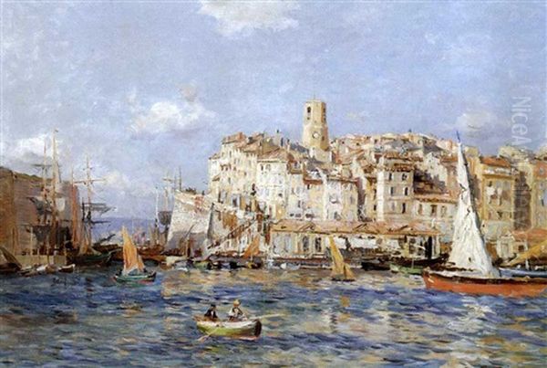 The Port At Marseille Oil Painting by Edmond Marie Petitjean