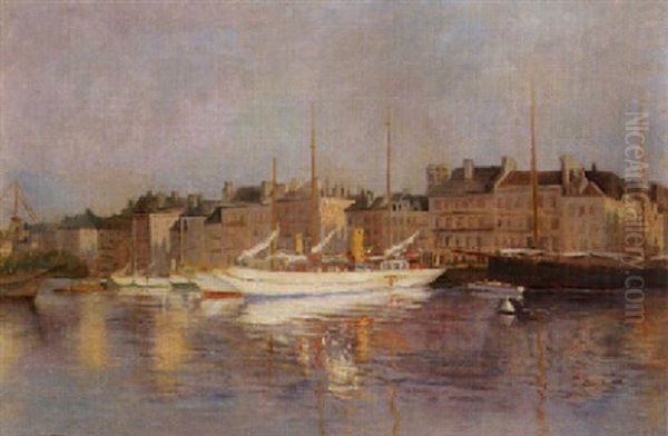 Bateaux En Port Oil Painting by Edmond Marie Petitjean