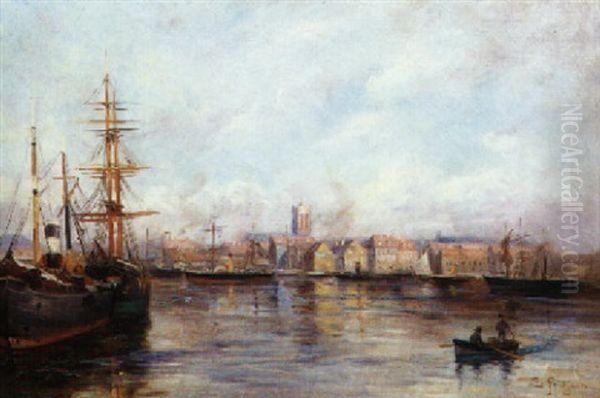 Le Port Oil Painting by Edmond Marie Petitjean