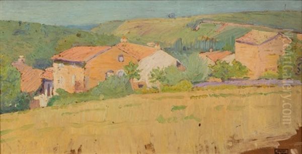 Maisons Dans La Colline Oil Painting by Hippolyte Petitjean