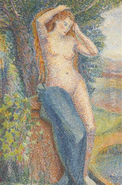 Baigneuse Se Coiffant Oil Painting by Hippolyte Petitjean