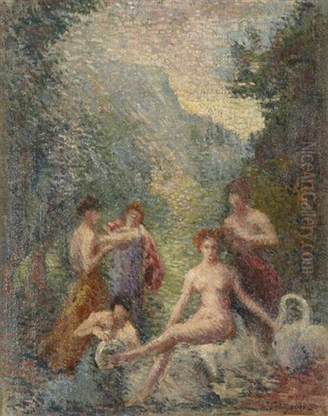 Le Bain Des Nymphes Oil Painting by Hippolyte Petitjean