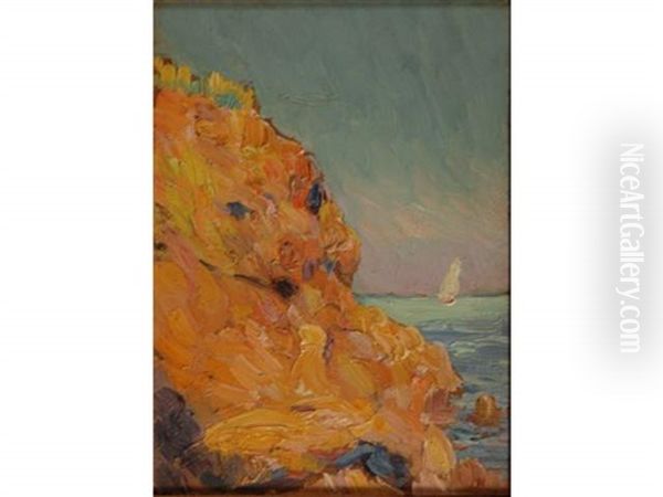 Voilier Sur La Cote D'azur Oil Painting by Hippolyte Petitjean