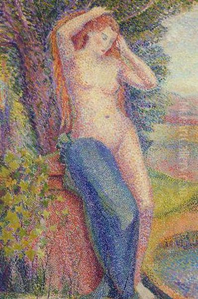 Baigneuse Se Coiffant Oil Painting by Hippolyte Petitjean