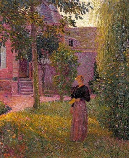 Jeune Femme Dans Un Jardin Oil Painting by Hippolyte Petitjean