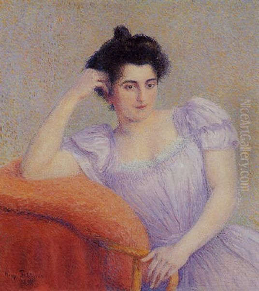 Portrait De Madame Charles Albert Oil Painting by Hippolyte Petitjean