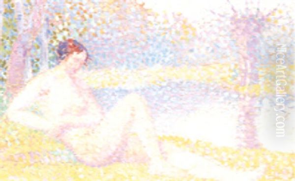 Une Femme Nue Allongee Oil Painting by Hippolyte Petitjean