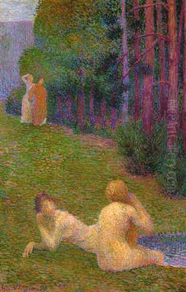 Figures In A Park Oil Painting by Hippolyte Petitjean