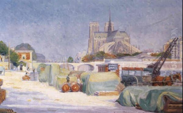 Notre-dame De Paris Vue Des Quais Oil Painting by Hippolyte Petitjean