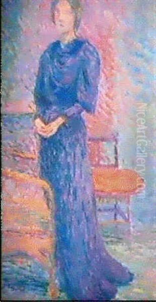 Femme En Robe Mauve Oil Painting by Hippolyte Petitjean