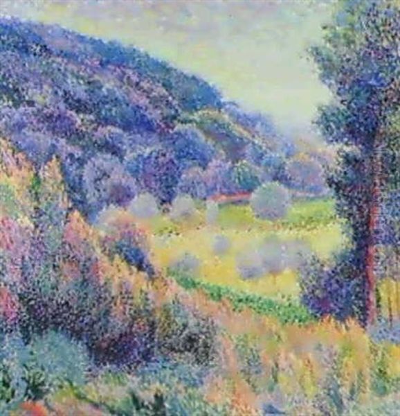 Paysage - Colline Boisee Oil Painting by Hippolyte Petitjean