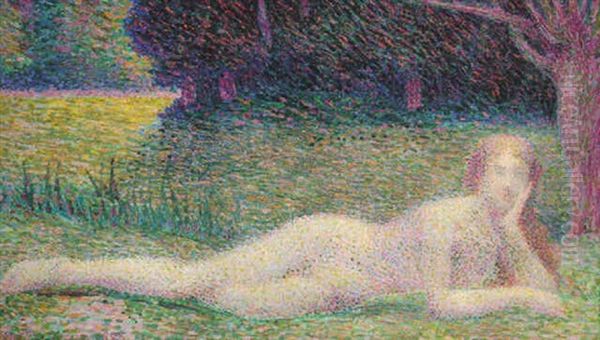 Nu Allonge Sur L'herbe Oil Painting by Hippolyte Petitjean