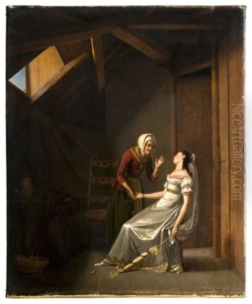 La Belle Au Bois Dormant Oil Painting by Marie-Antoinette Petit-Jean