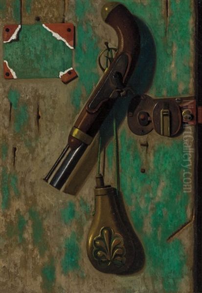 Pistol, Gate Latch, And Powder Horn Oil Painting by John Frederick Peto