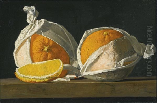 Oranges Wrapped Oil Painting by John Frederick Peto