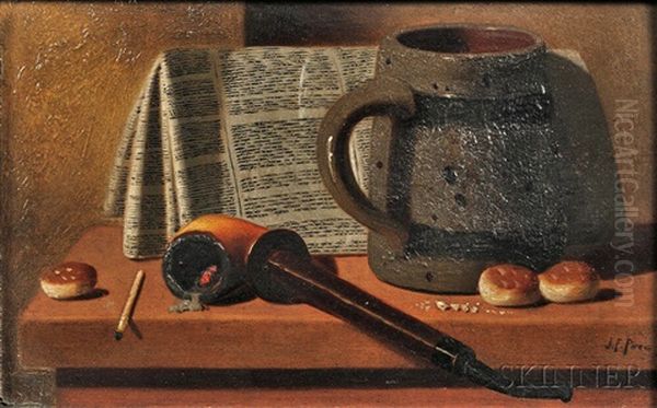 Pipe, Newspaper, Mug, And Biscuits Oil Painting by John Frederick Peto