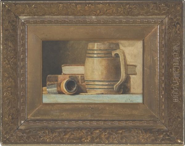 Pipe, Stein, And Books Oil Painting by John Frederick Peto