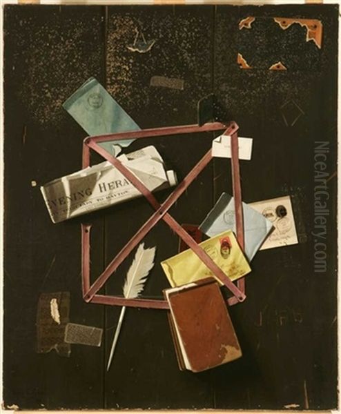 Old Time Letter Rack Oil Painting by John Frederick Peto