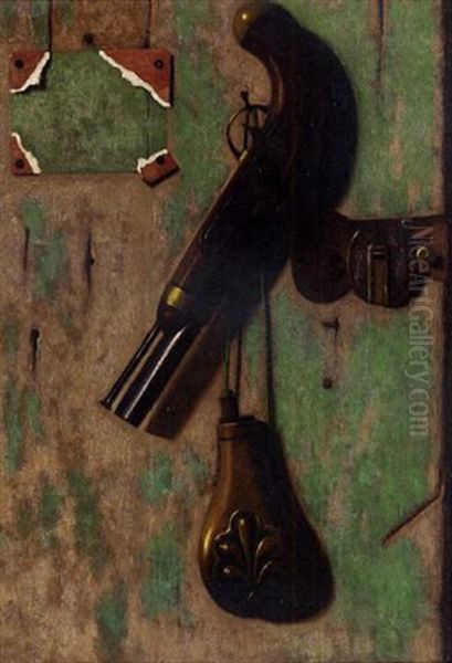 Pistol, Gate Latch And Powder Horn Oil Painting by John Frederick Peto